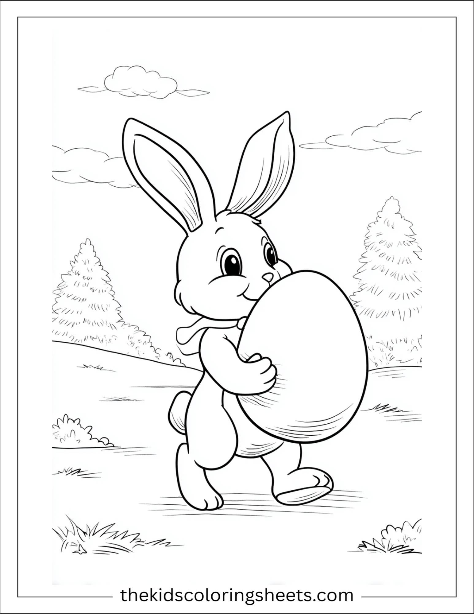 Easter Bunny carrying a big egg