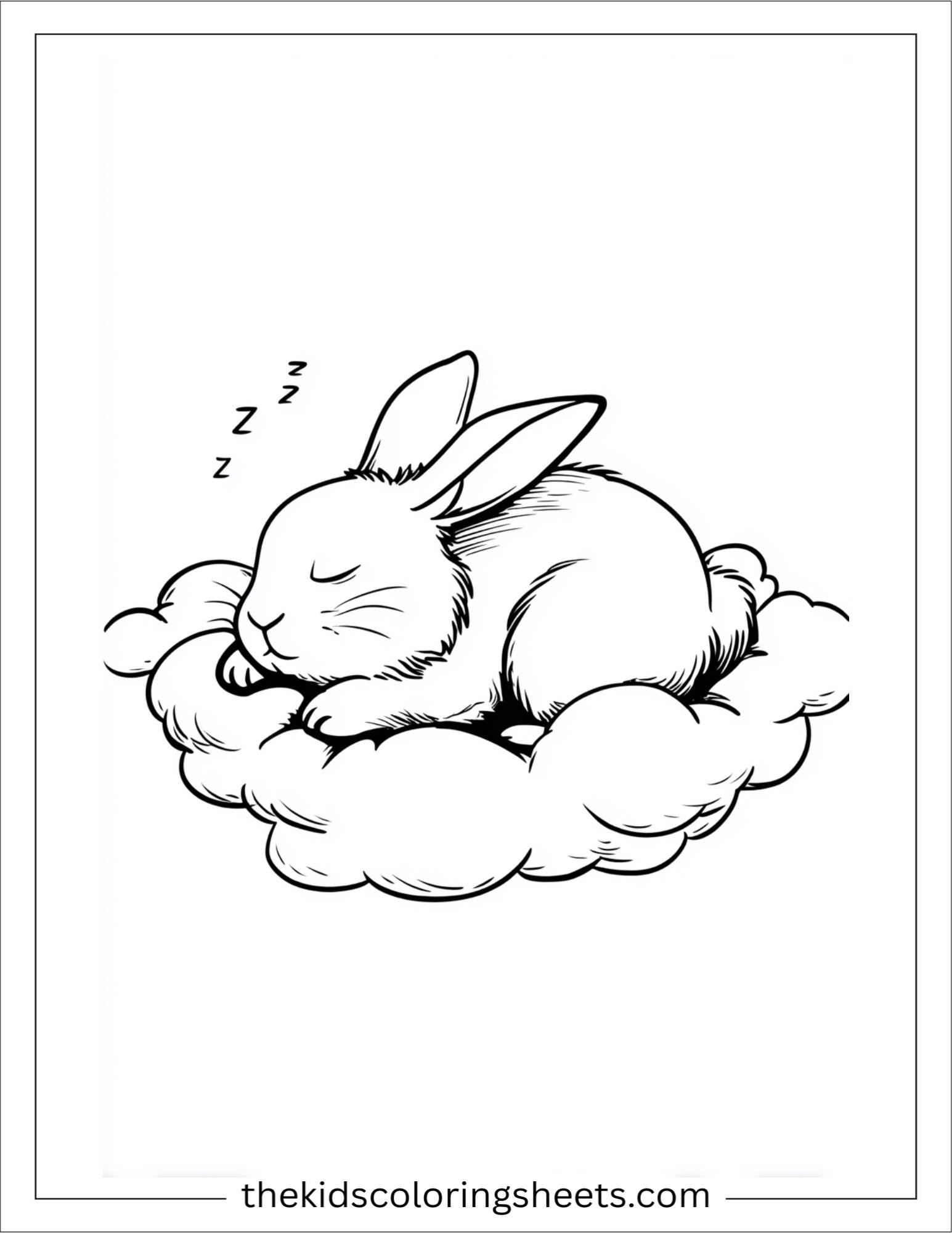 Easter Bunny napping on cloud