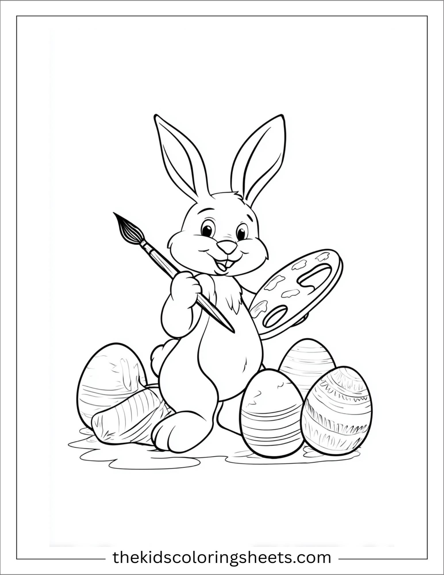 Easter Bunny painting eggs