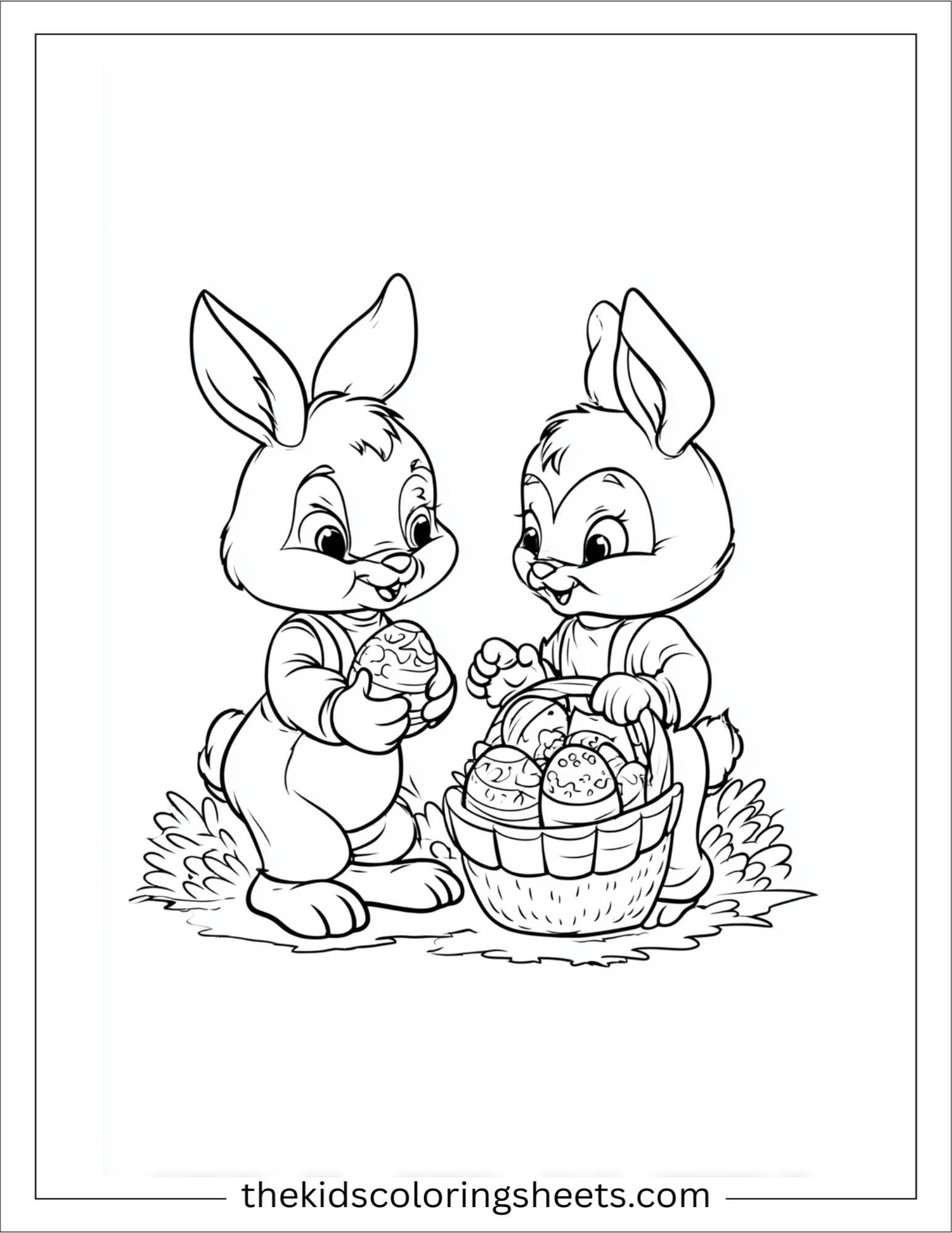 Easter Bunny sharing eggs