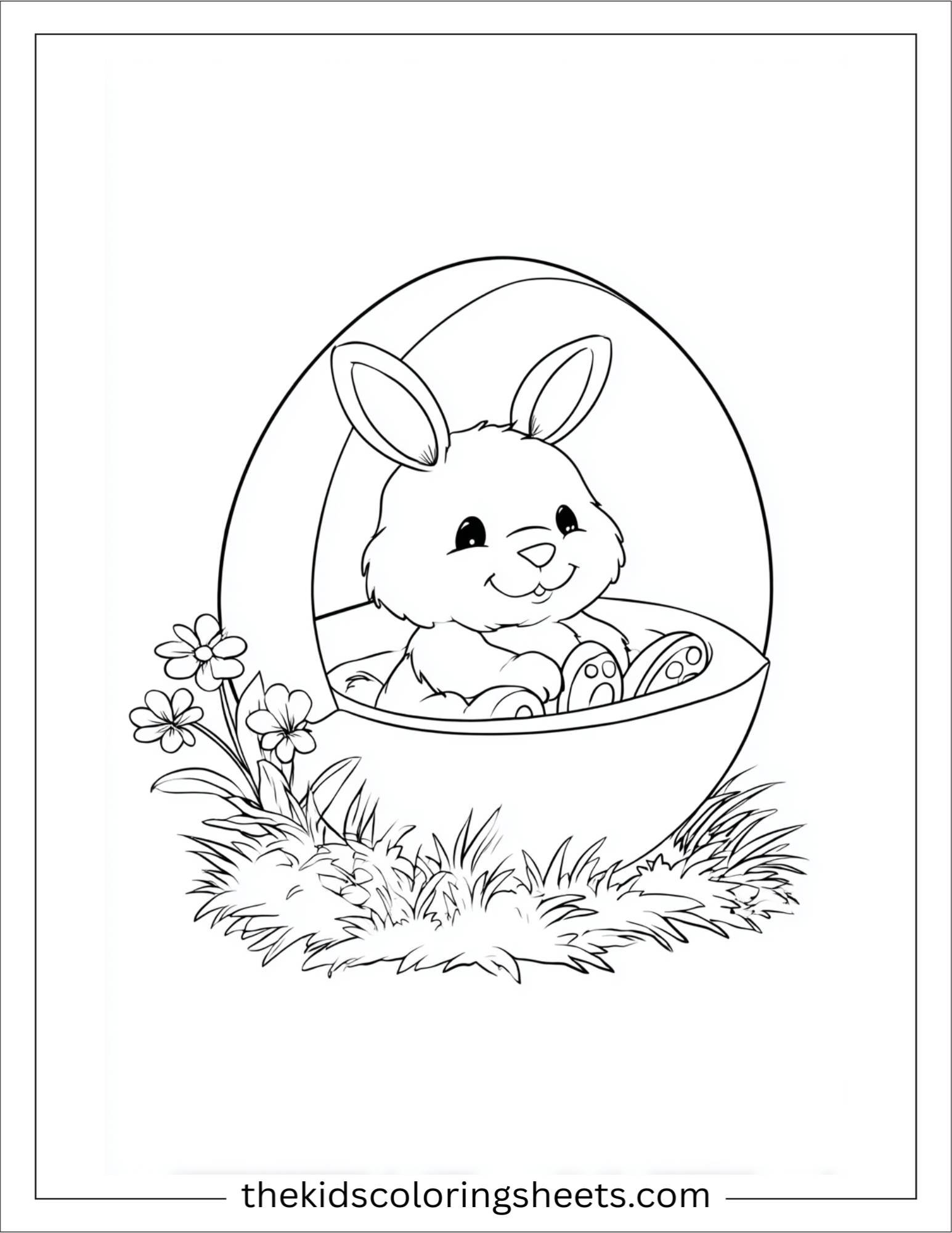 Easter Bunny sitting in Easter egg