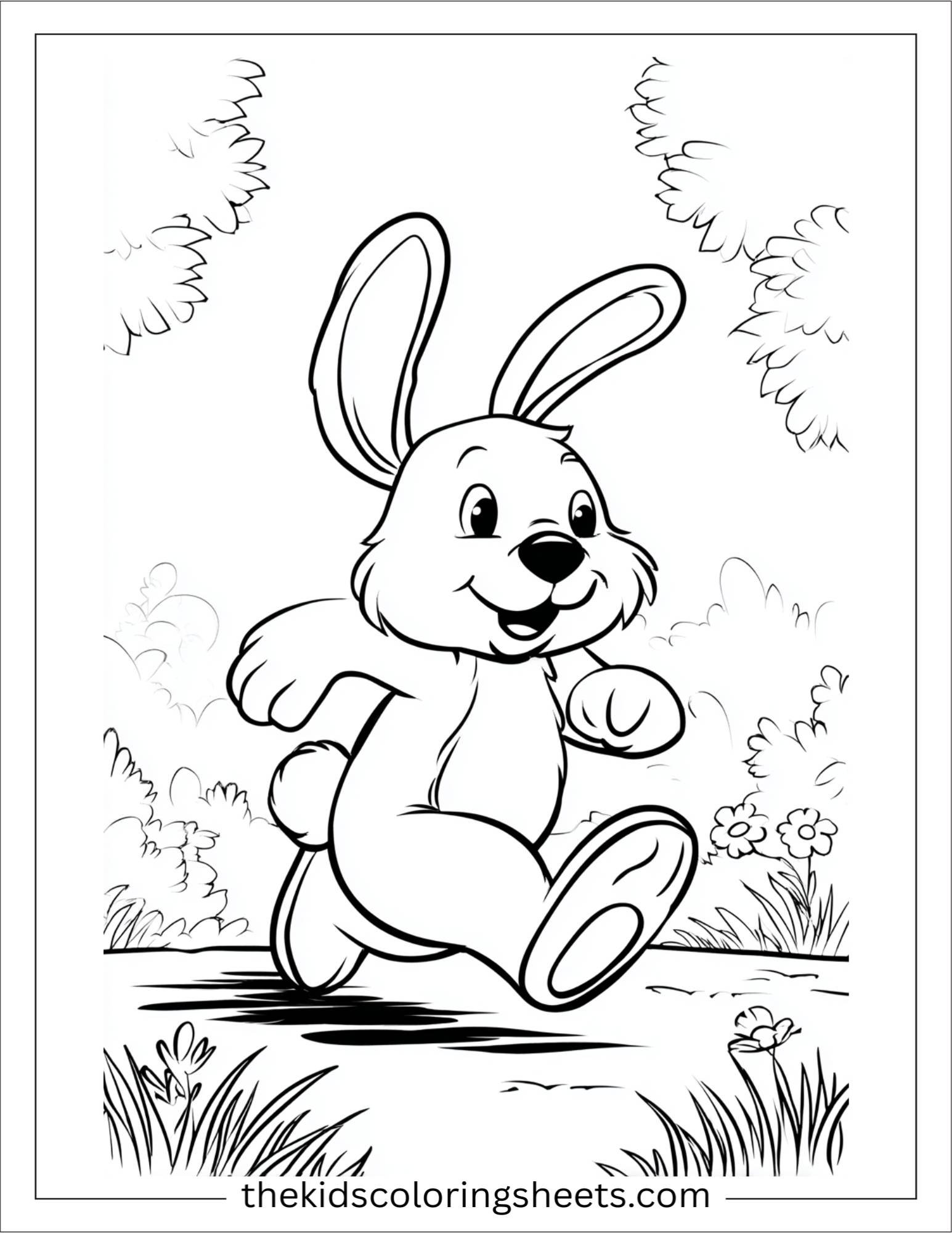 Easter Bunny skipping happily