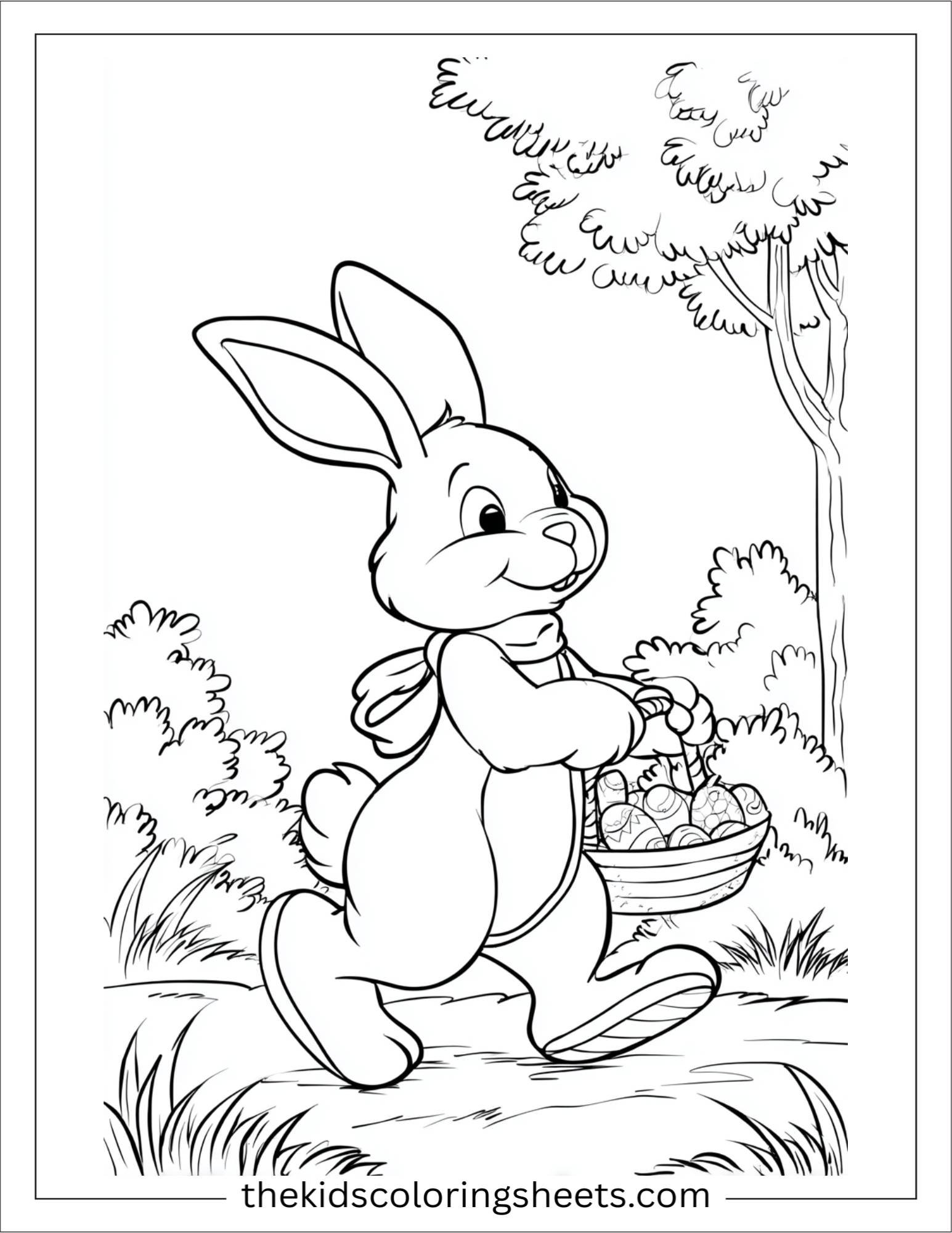 Easter Bunny tiptoeing with basket