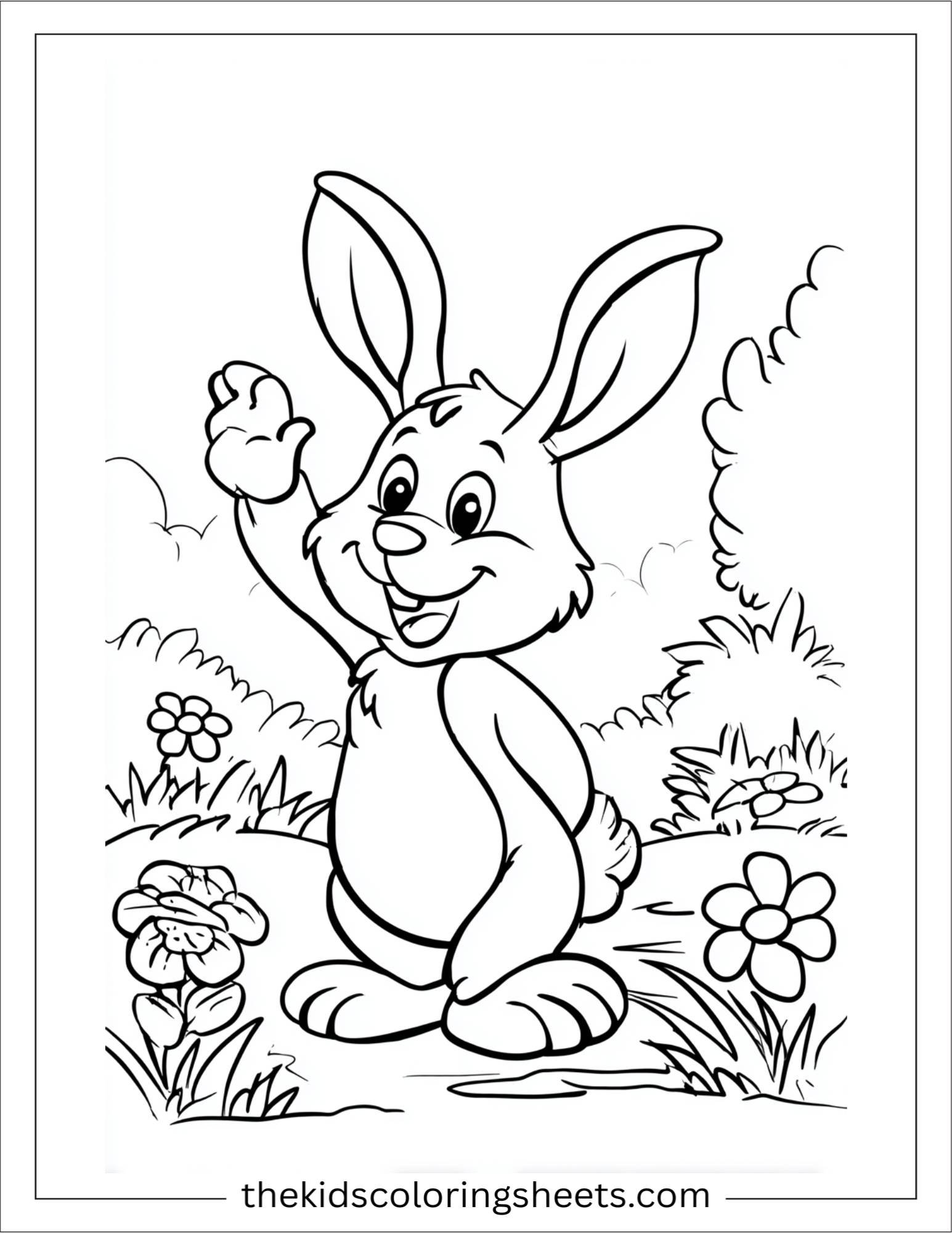 Easter Bunny waving happily