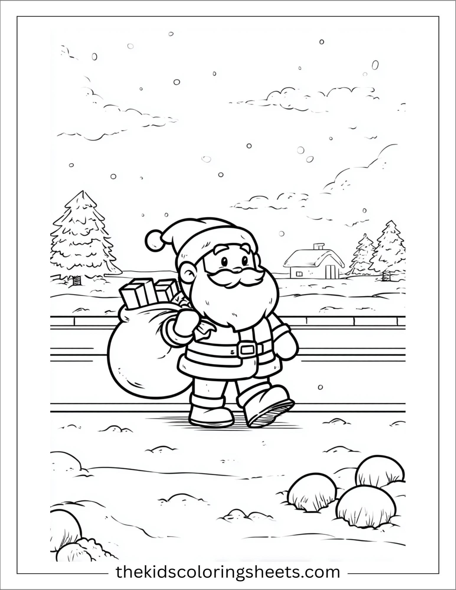 Santa Claus carrying a gift bag