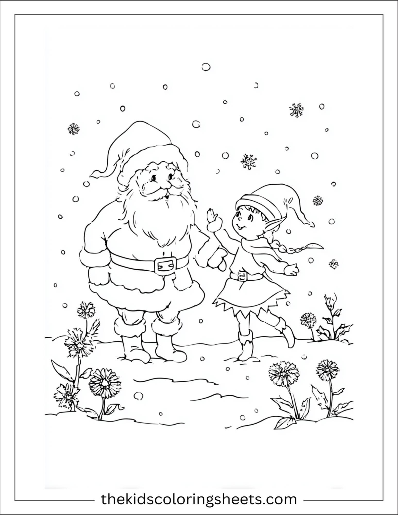 Santa Claus dancing with elf