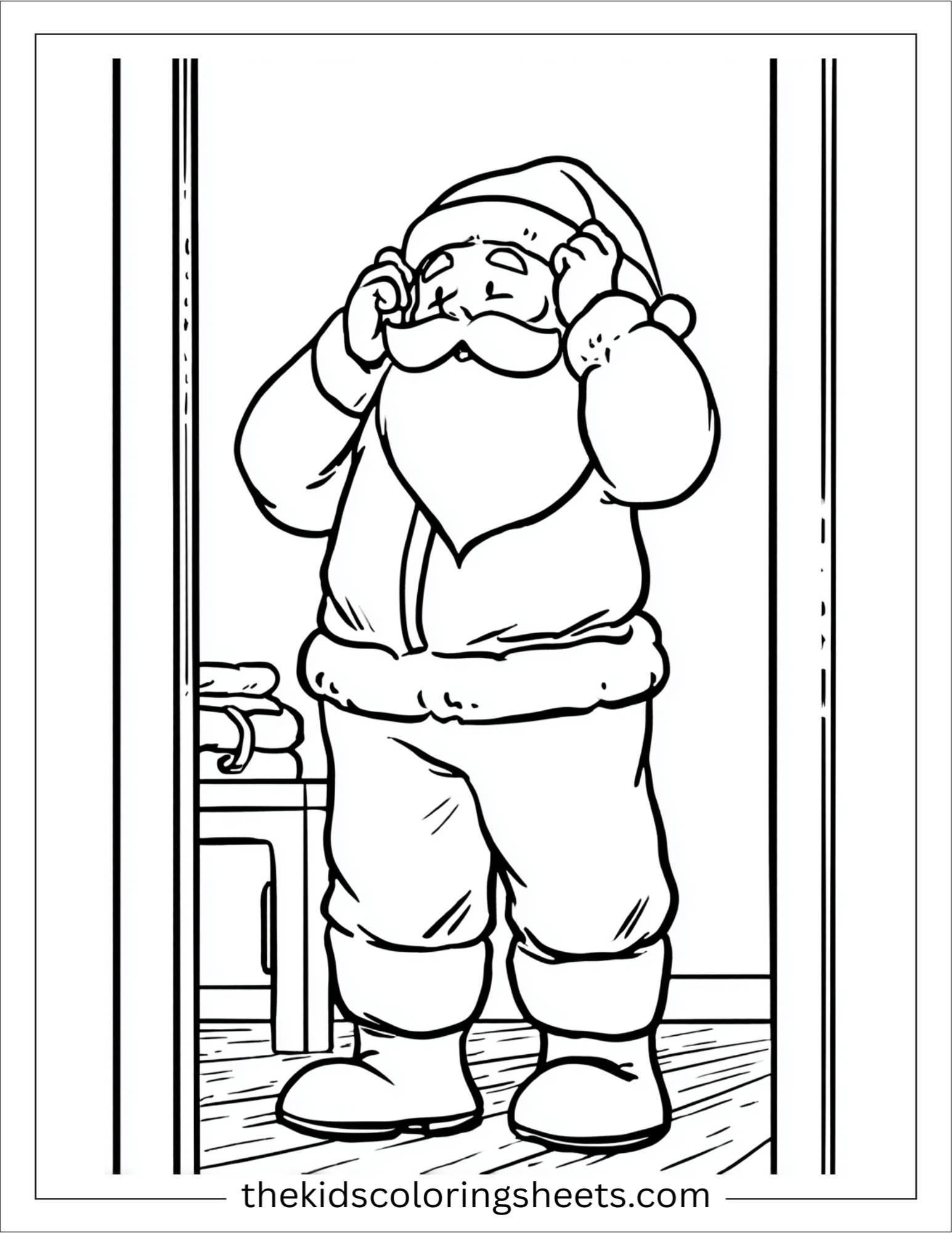 Santa Claus fixing his hat