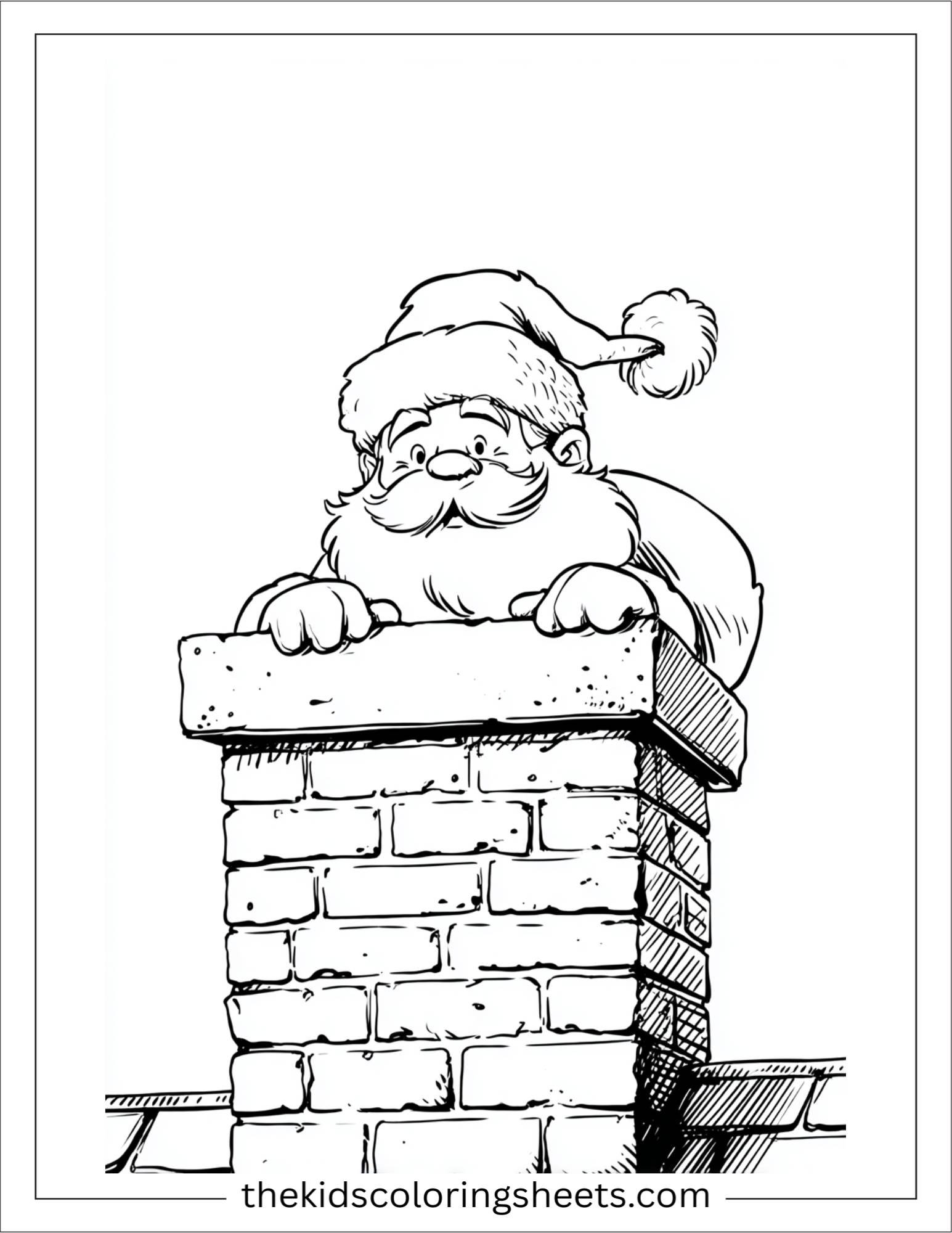 Santa Claus peeking from chimney