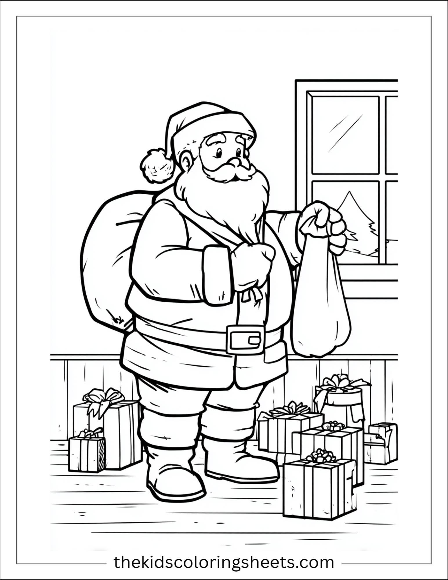 Santa Claus putting gifts in stocking