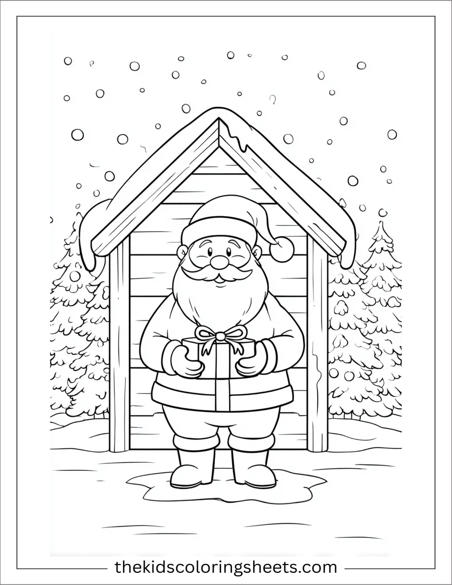 Santa Claus standing with gift box