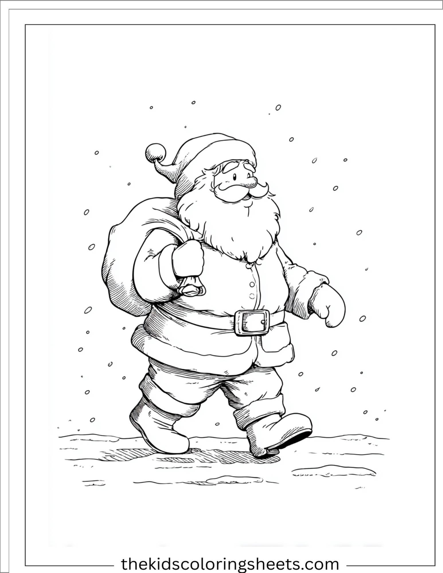 Santa Claus walking in snow