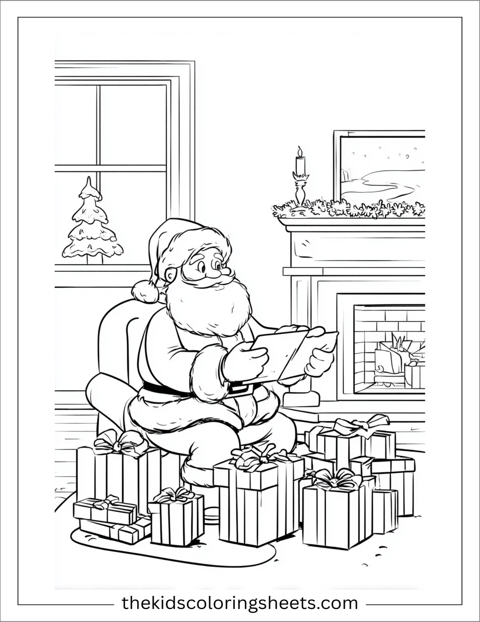 Santa Claus wrapping presents