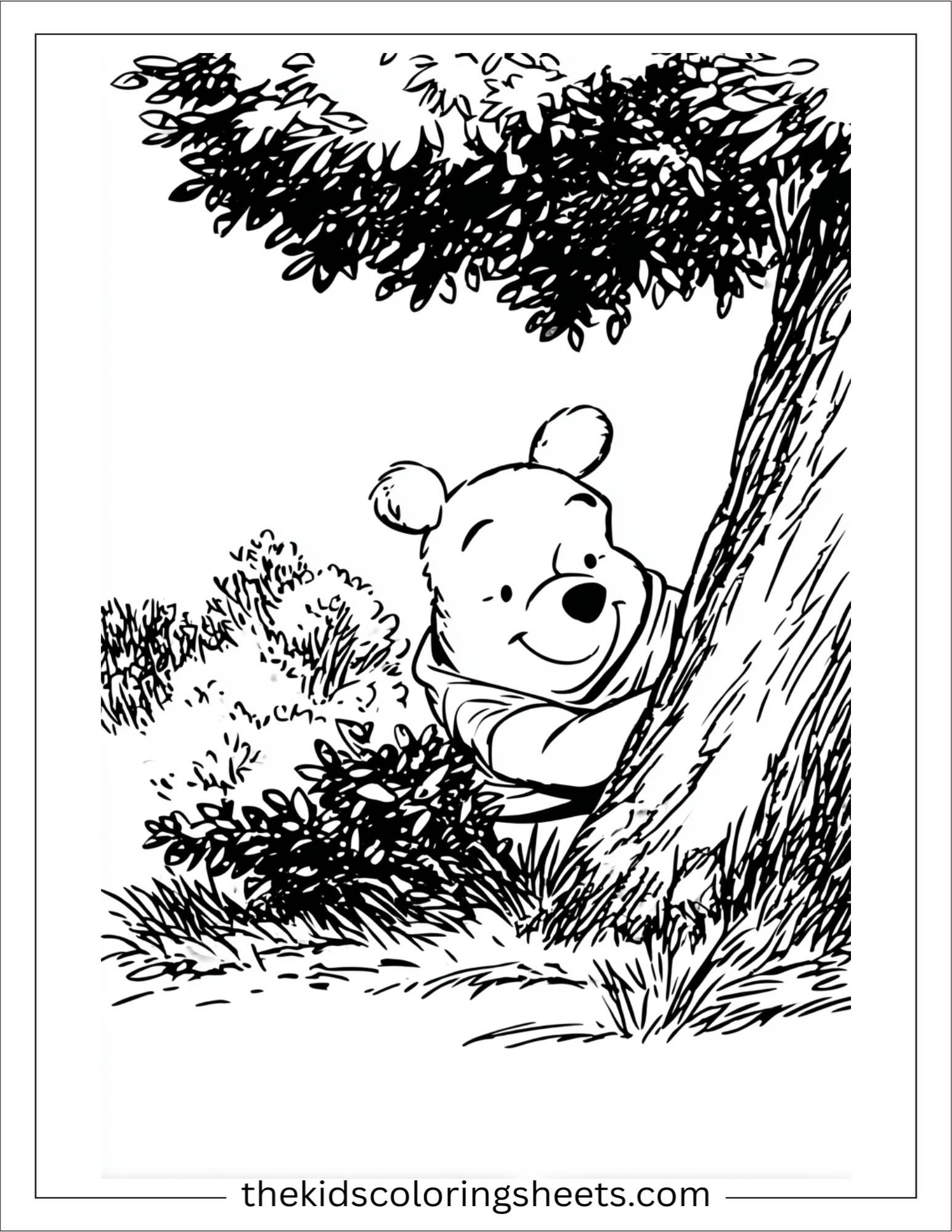 The Bear hiding behind bush