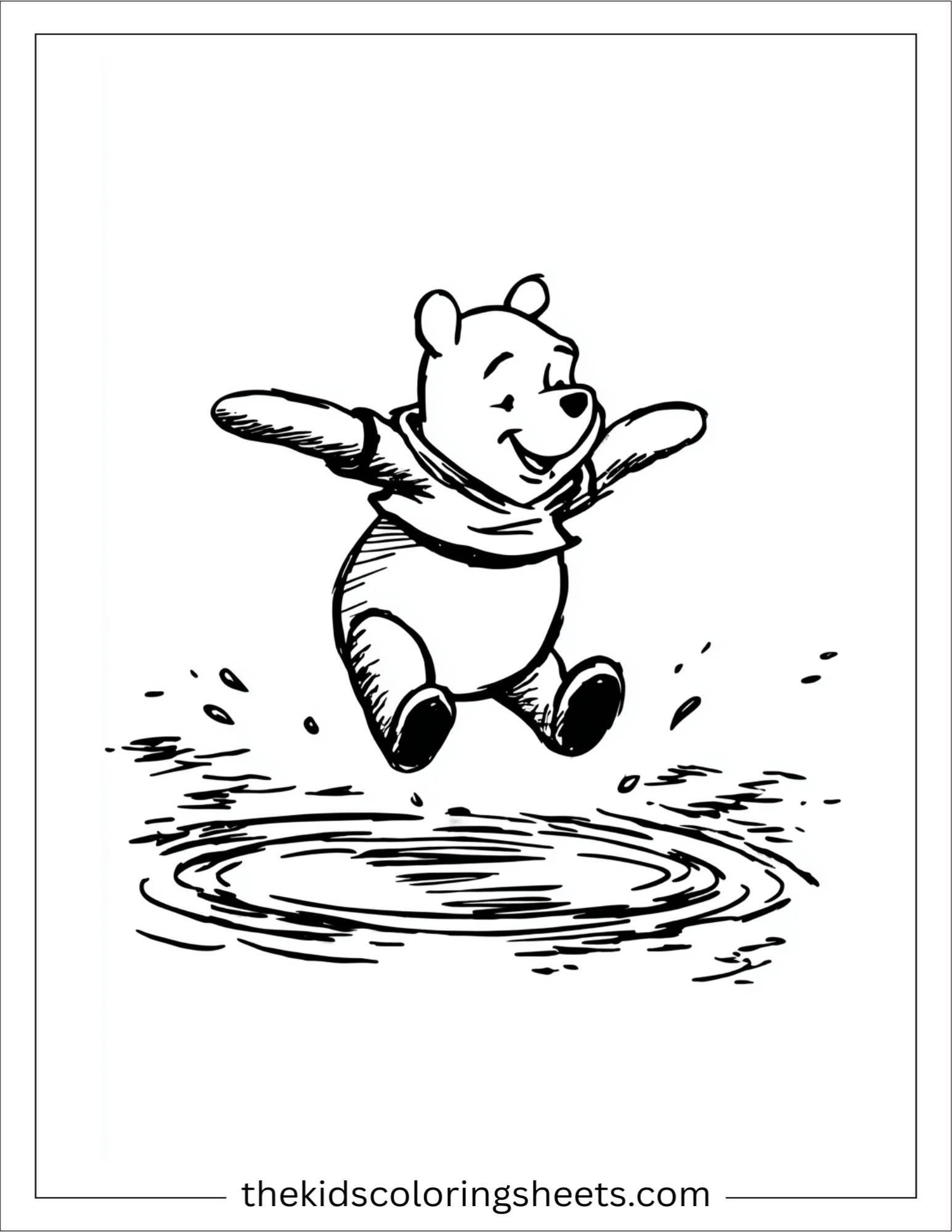 The Bear jumping in puddle