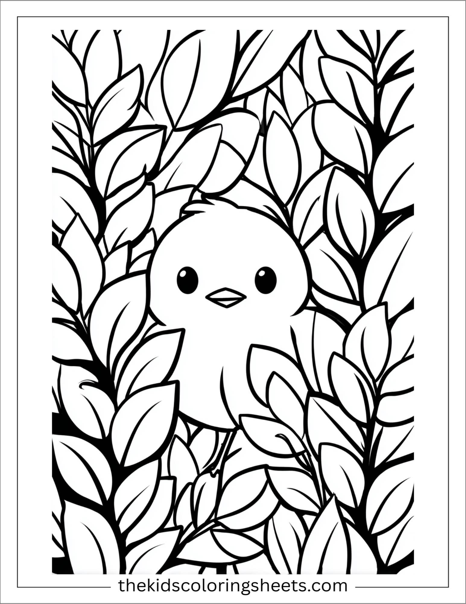 Bird hiding behind leaves