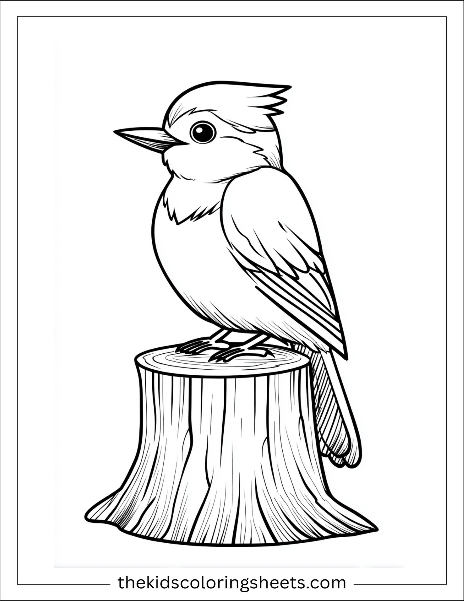 Bird on tree stump
