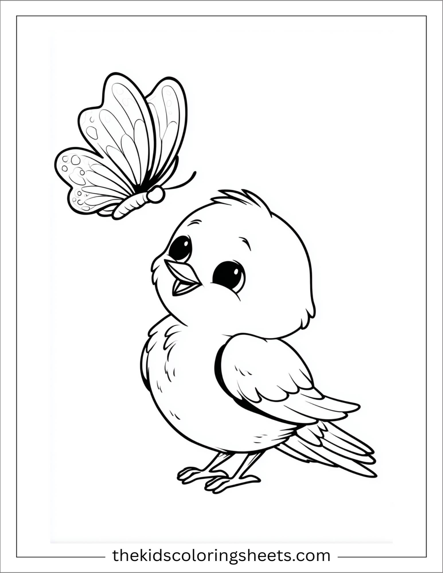 Bird playing with butterfly