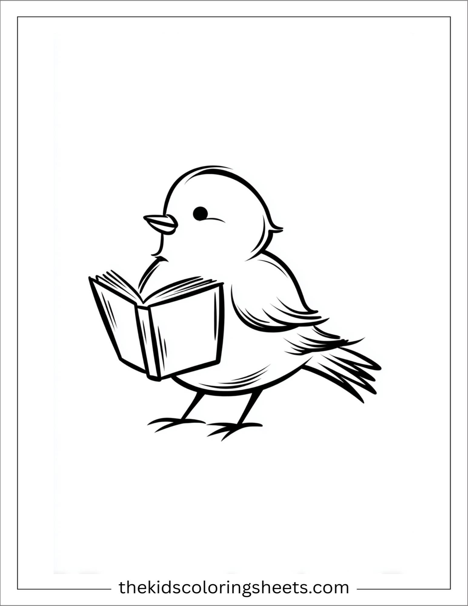 Bird reading a book