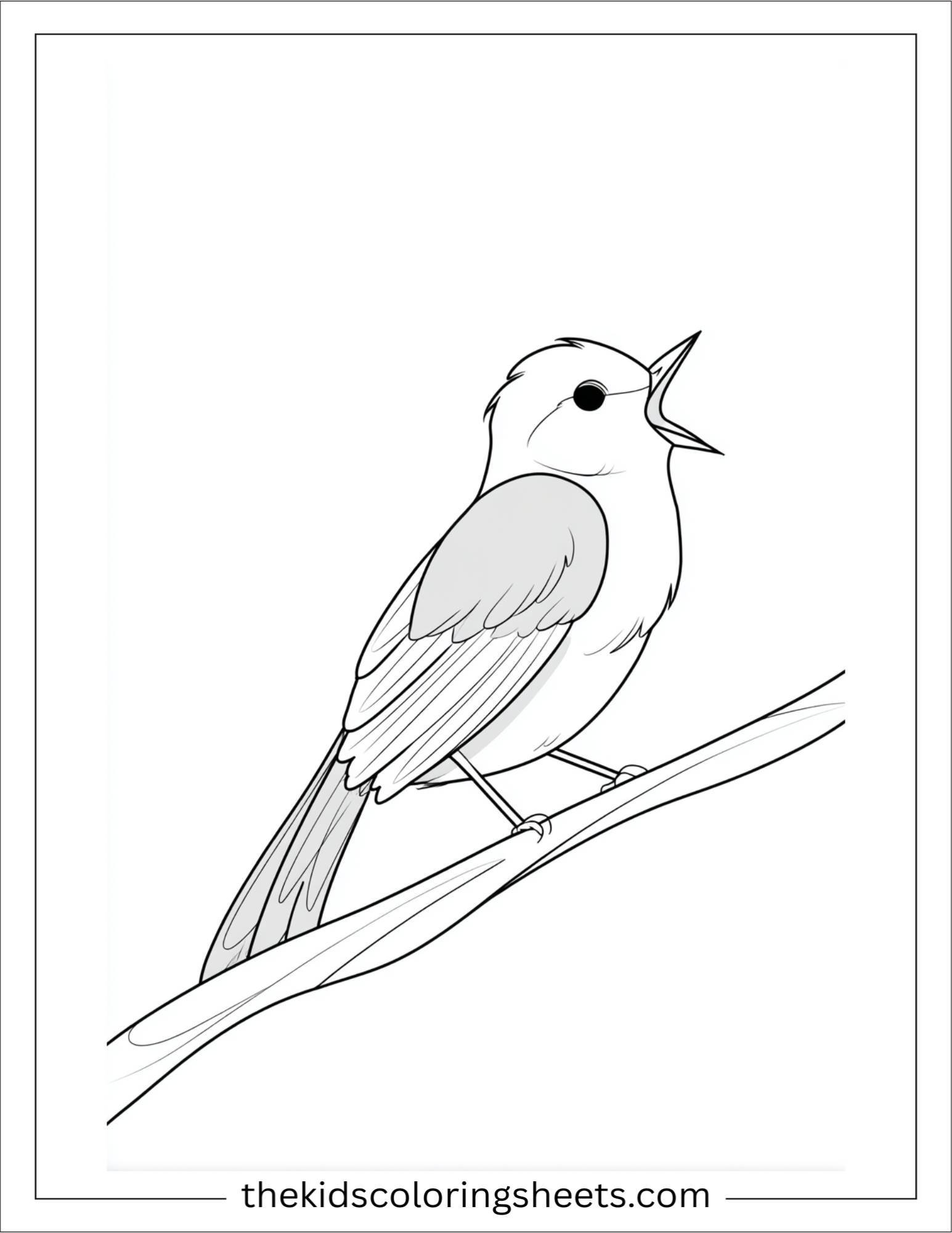 Bird singing on branch