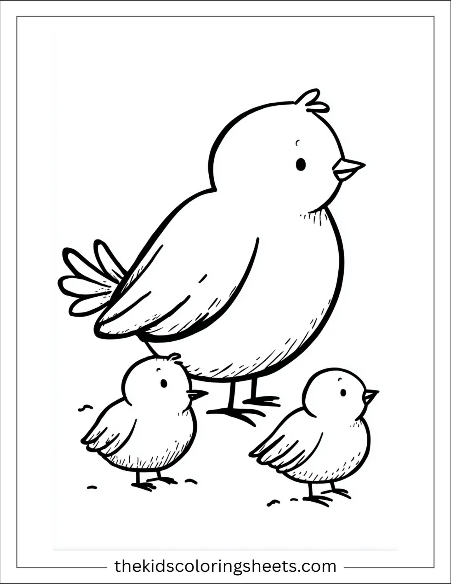 Bird teaching chicks