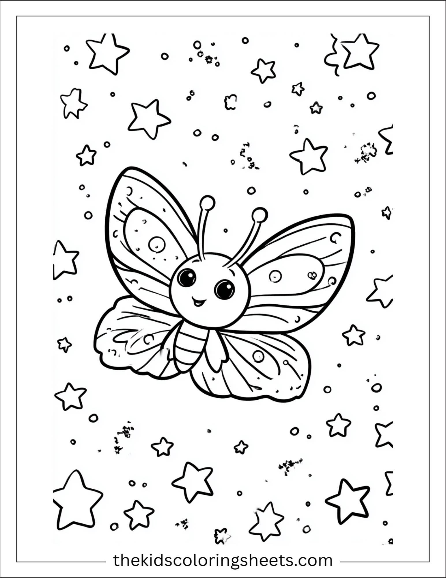 Butterfly playing with stars
