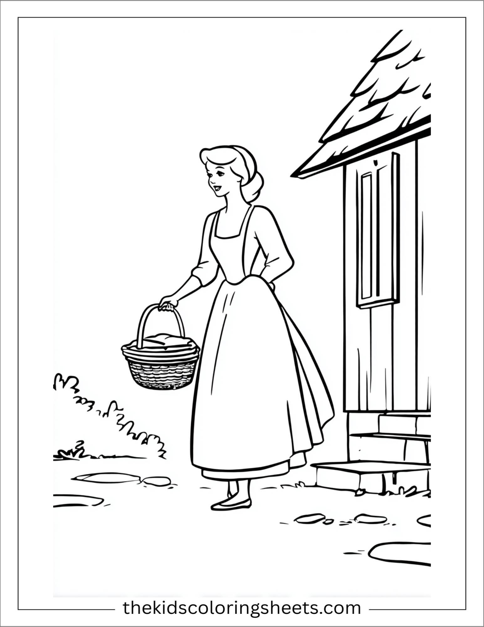 Cinderella carrying laundry basket