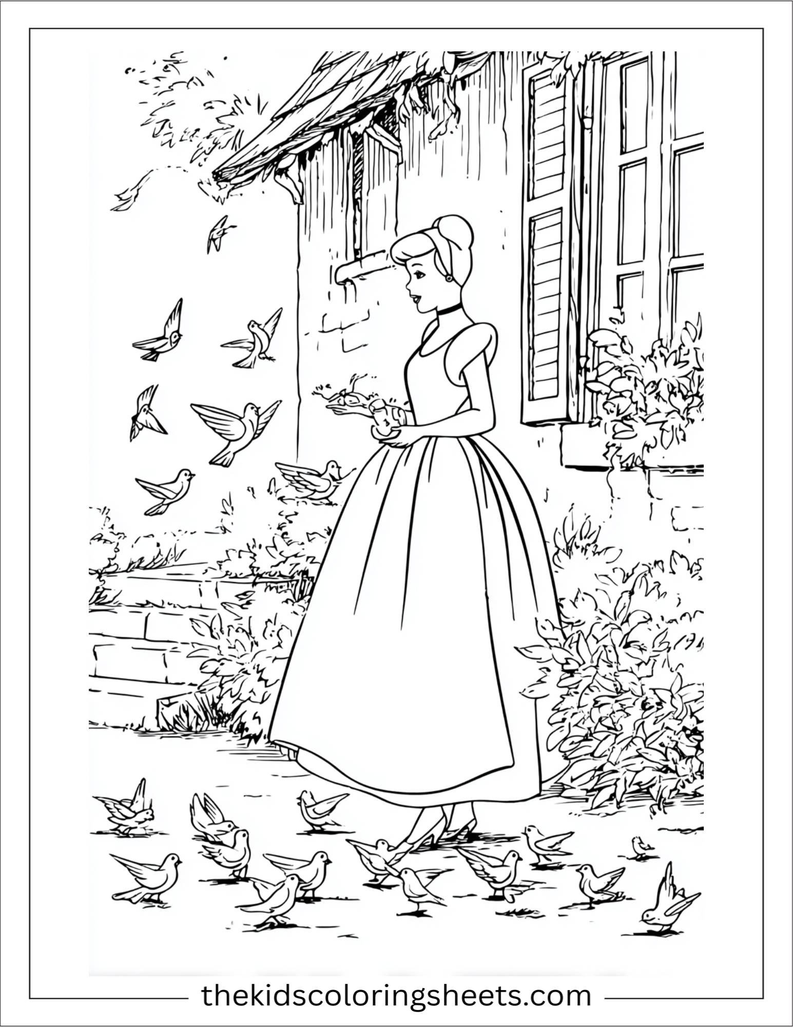 Cinderella feeding birds