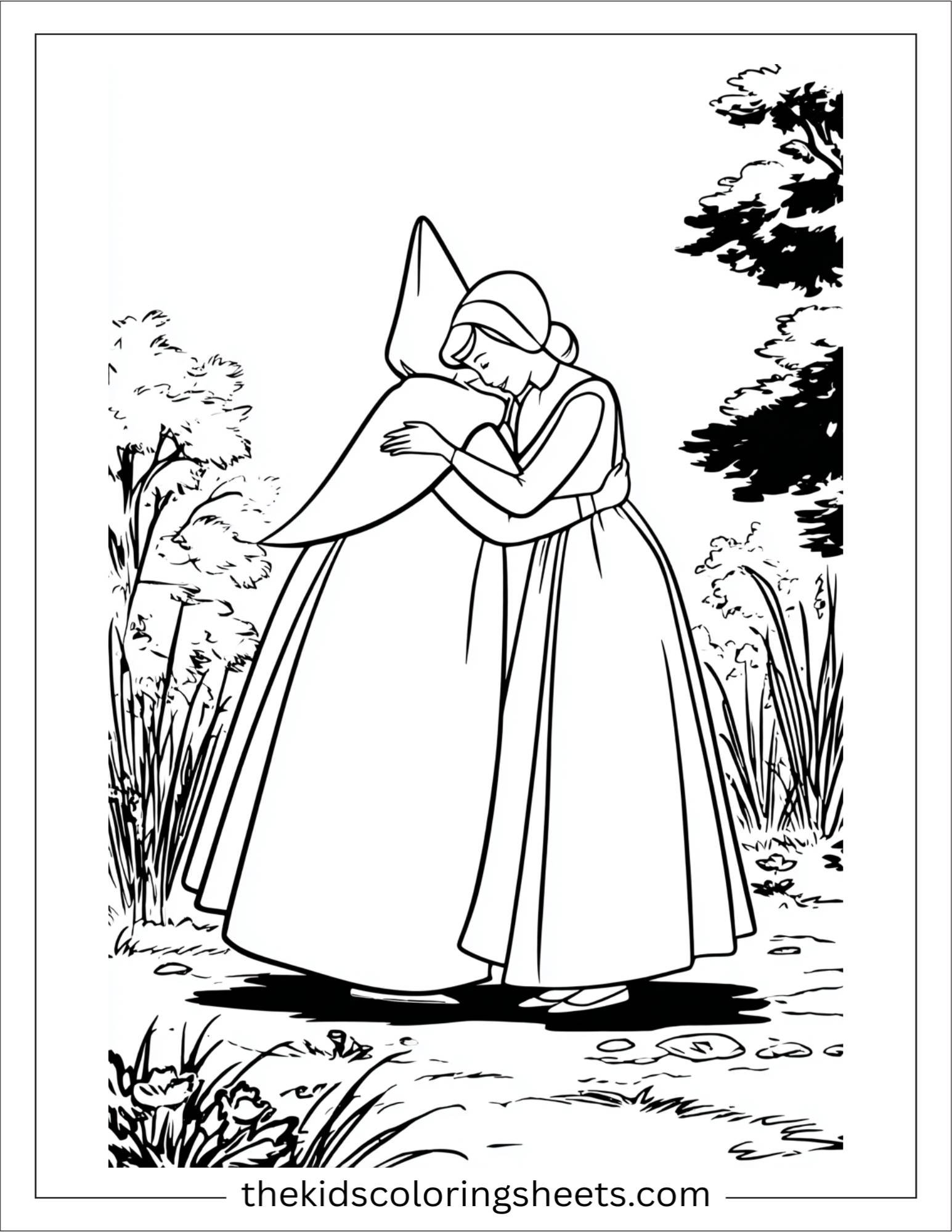 Cinderella hugging fairy godmother