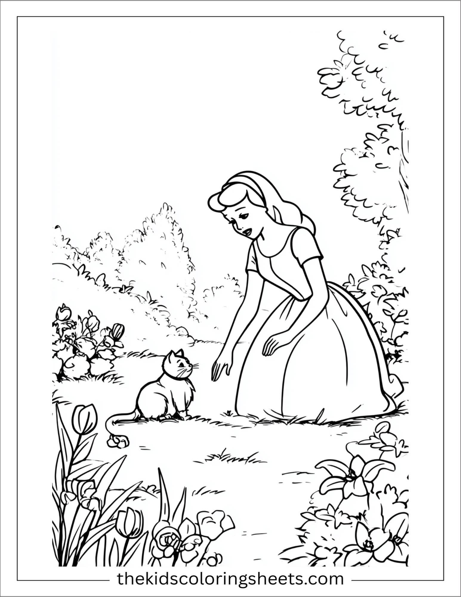 Cinderella petting the cat