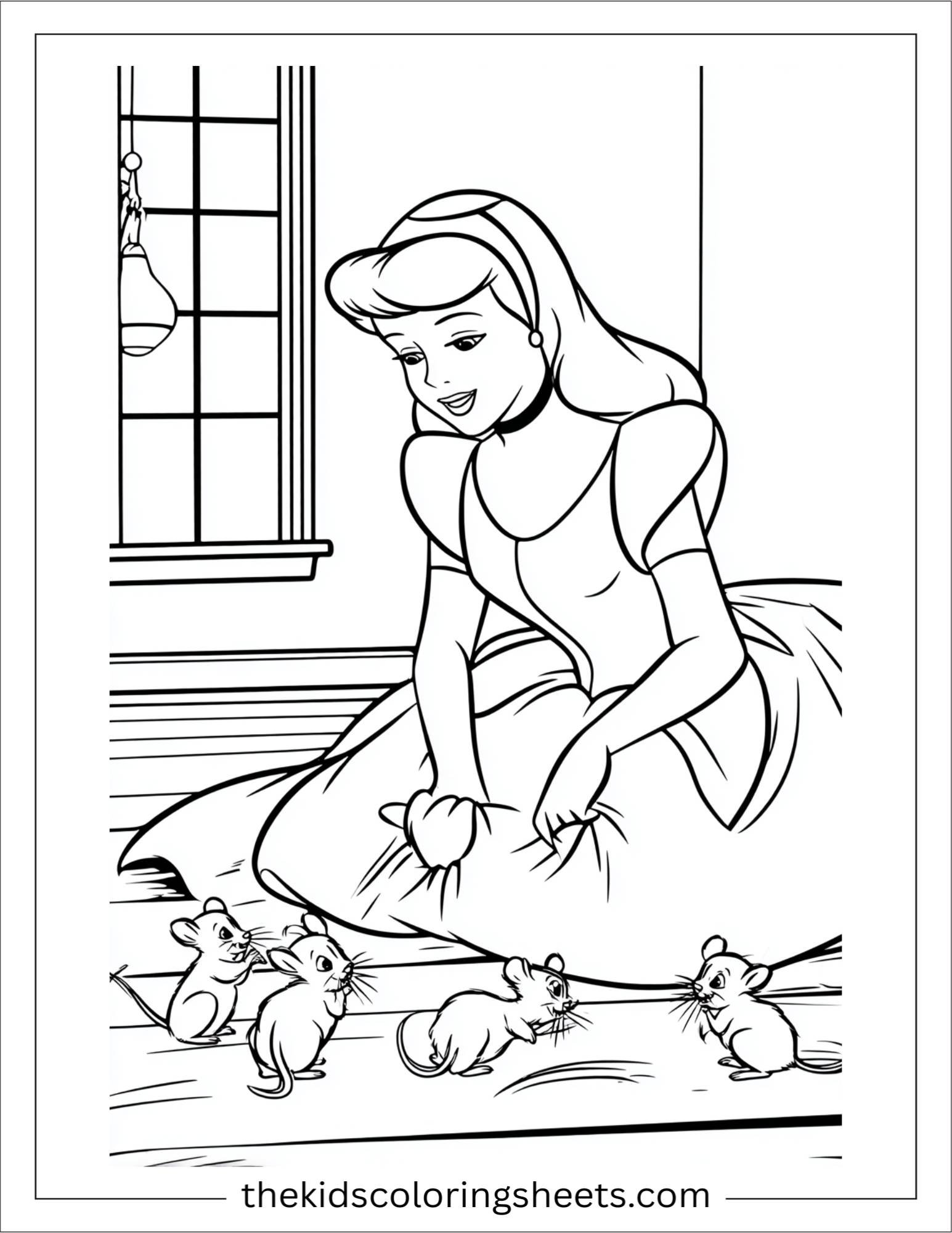 Cinderella playing with mice