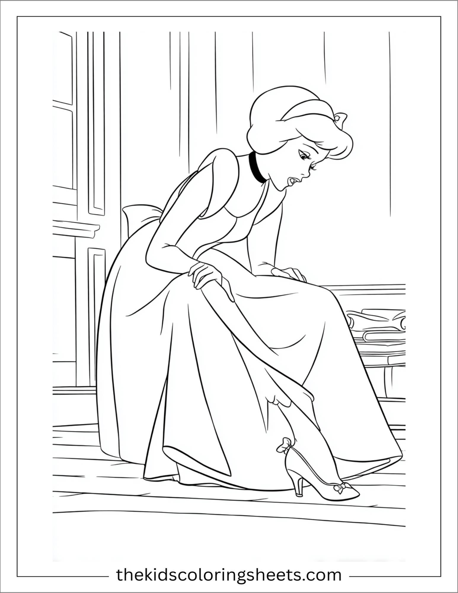 Cinderella trying on the glass slipper