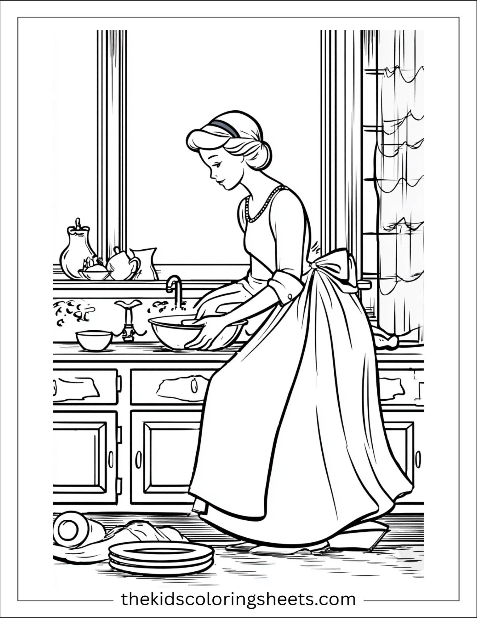Cinderella washing dishes
