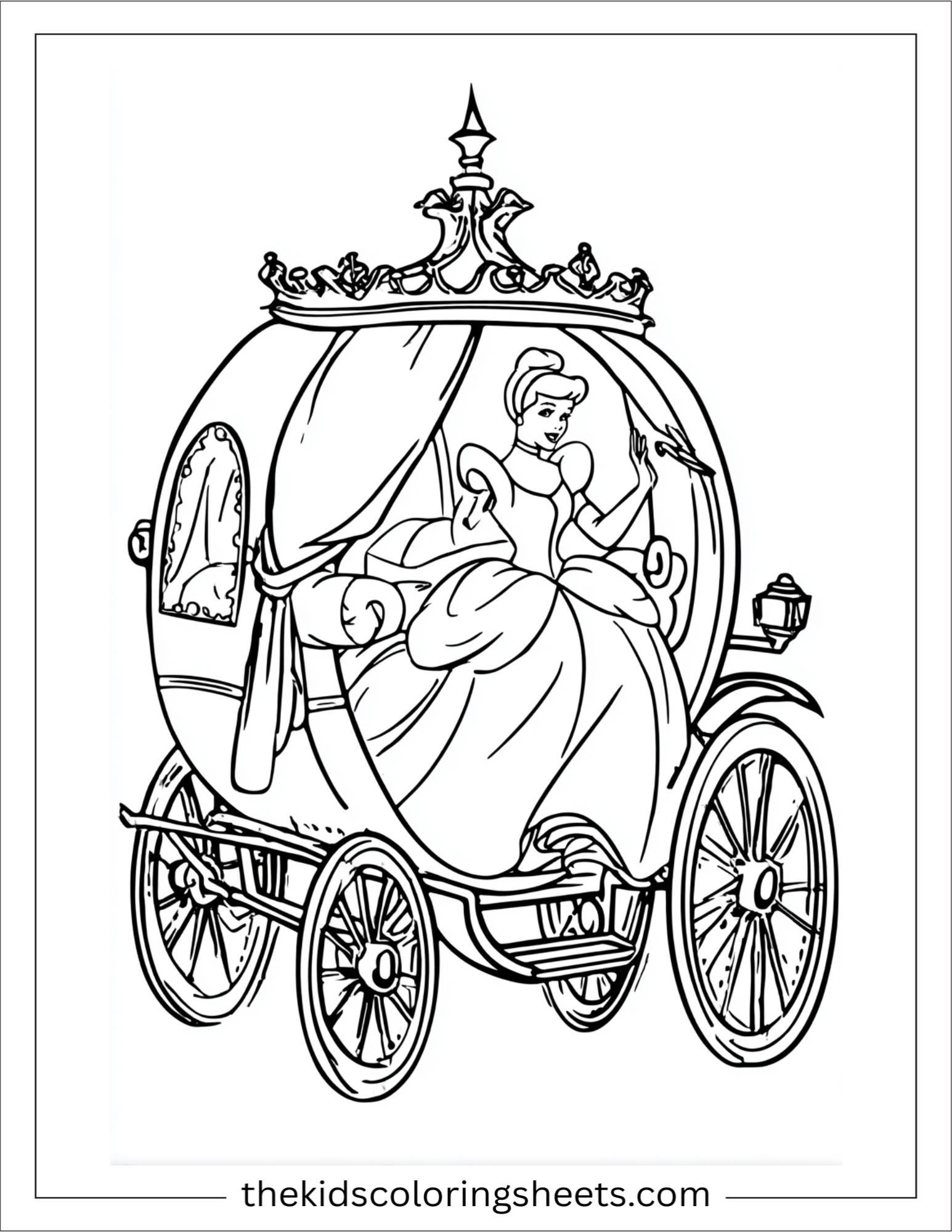 Cinderella waving from carriage