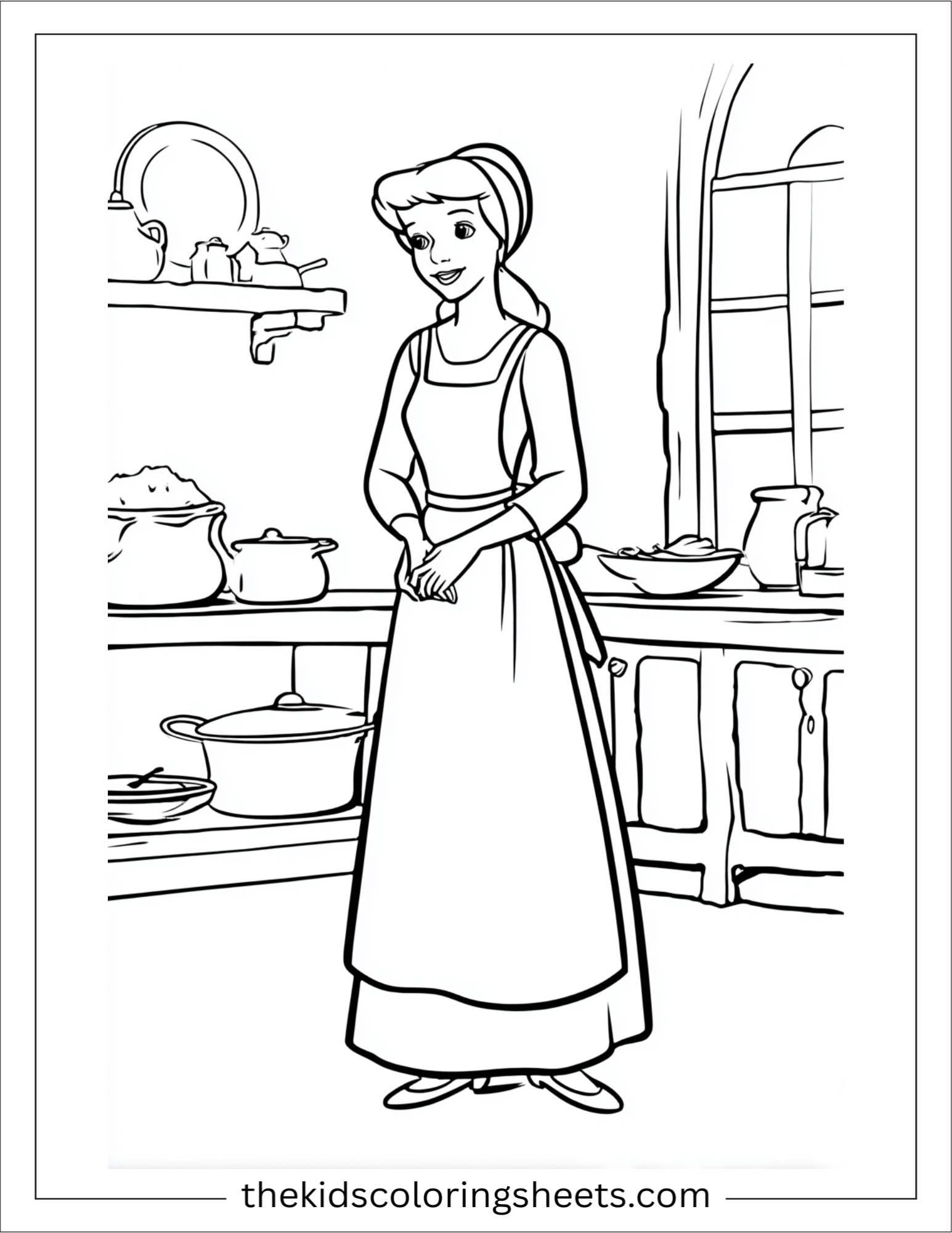 Cinderella wearing apron