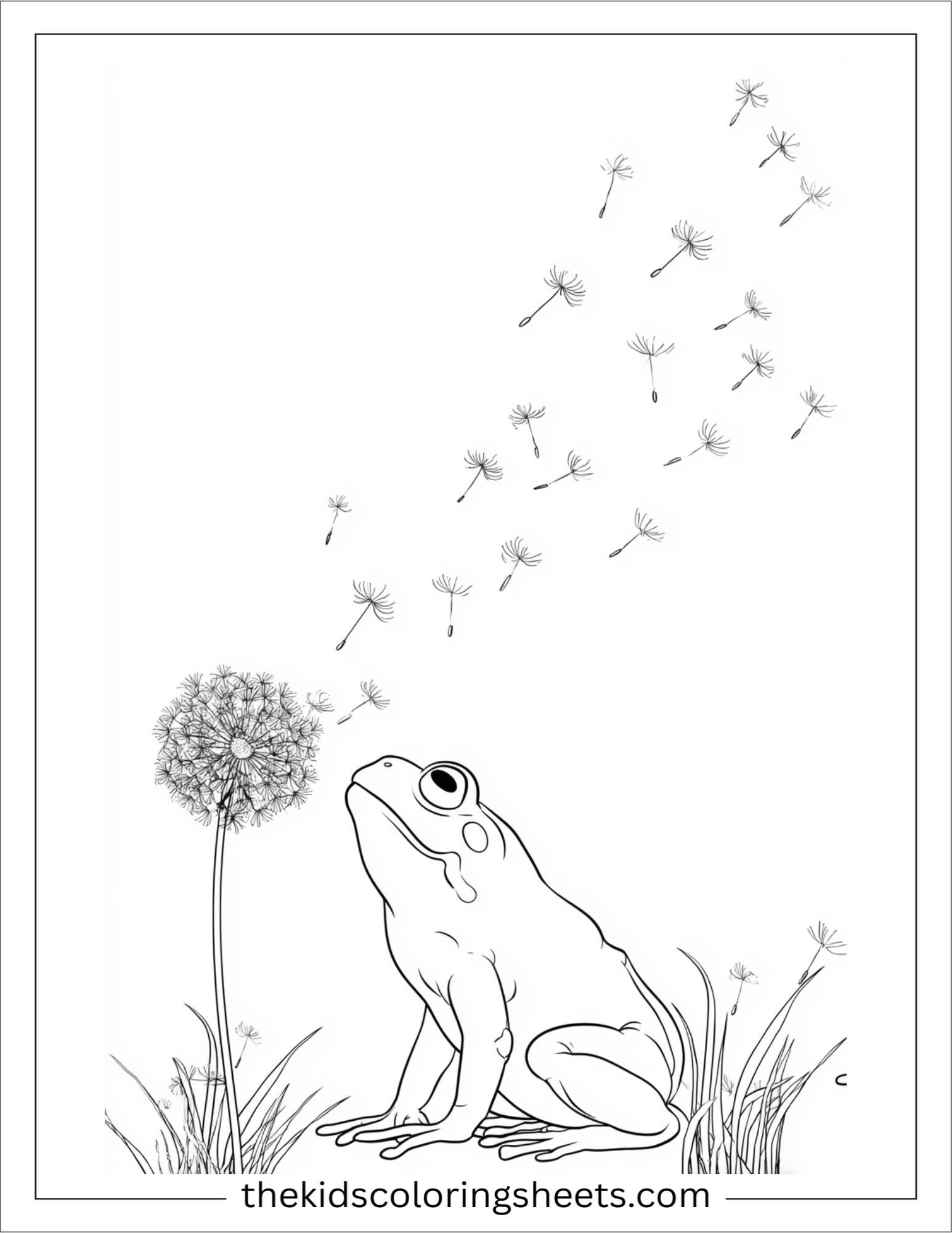 Frog blowing dandelion