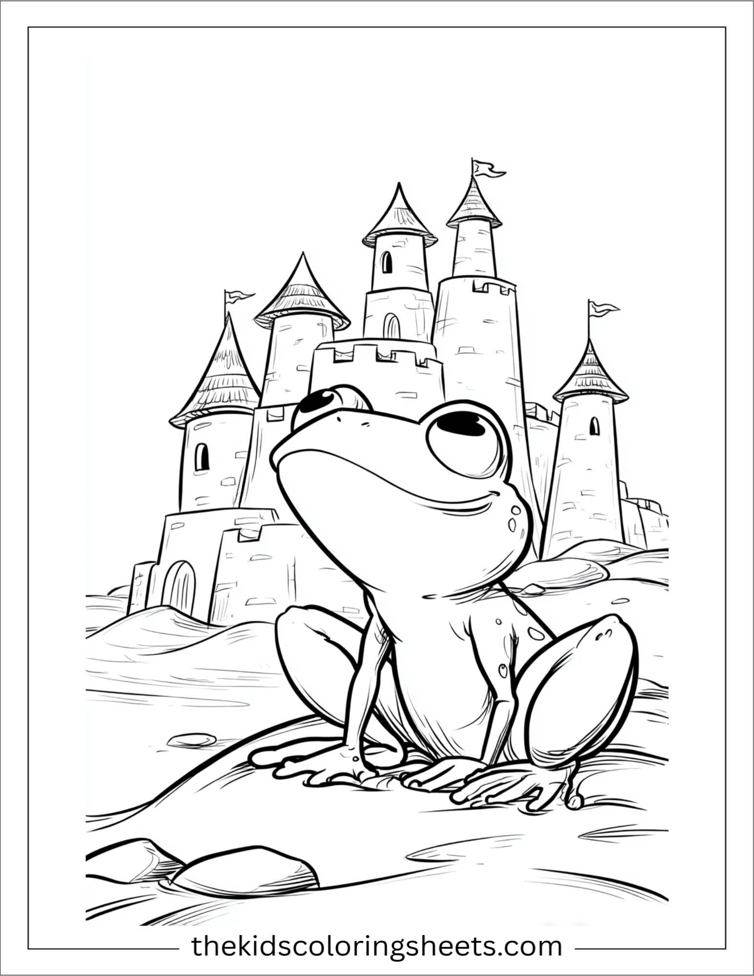 Frog building sandcastle