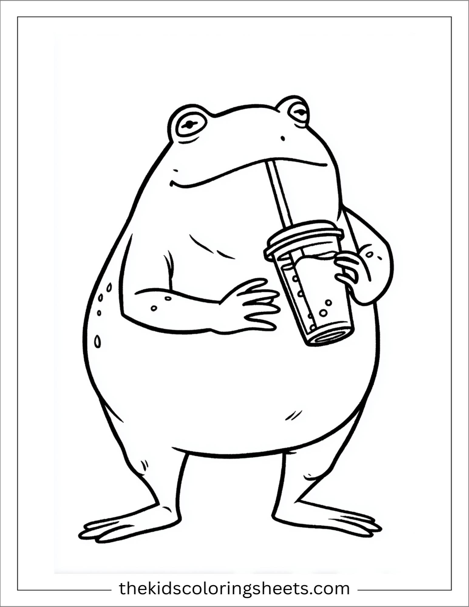 Frog drinking juice