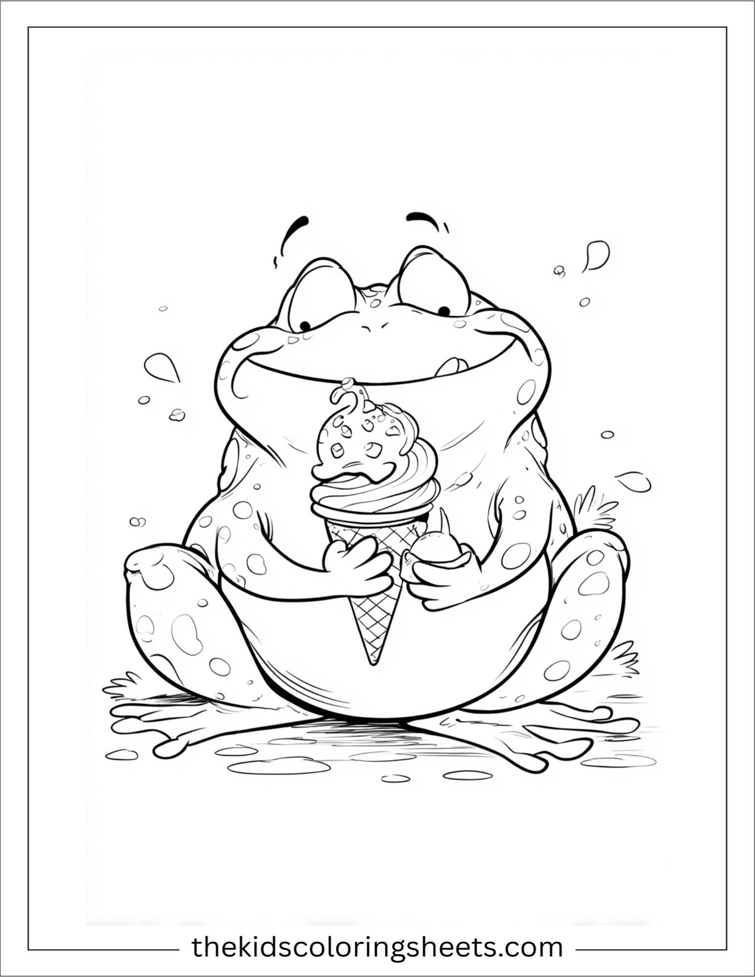 Frog eating ice cream