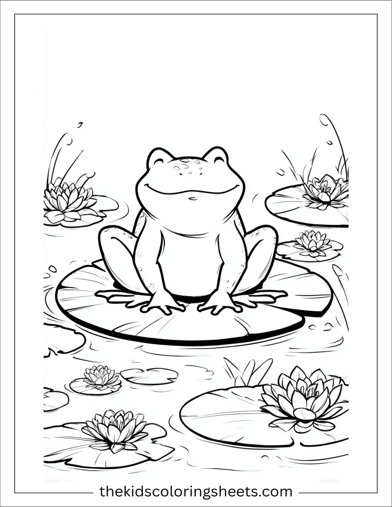 Frog floating on lily pad