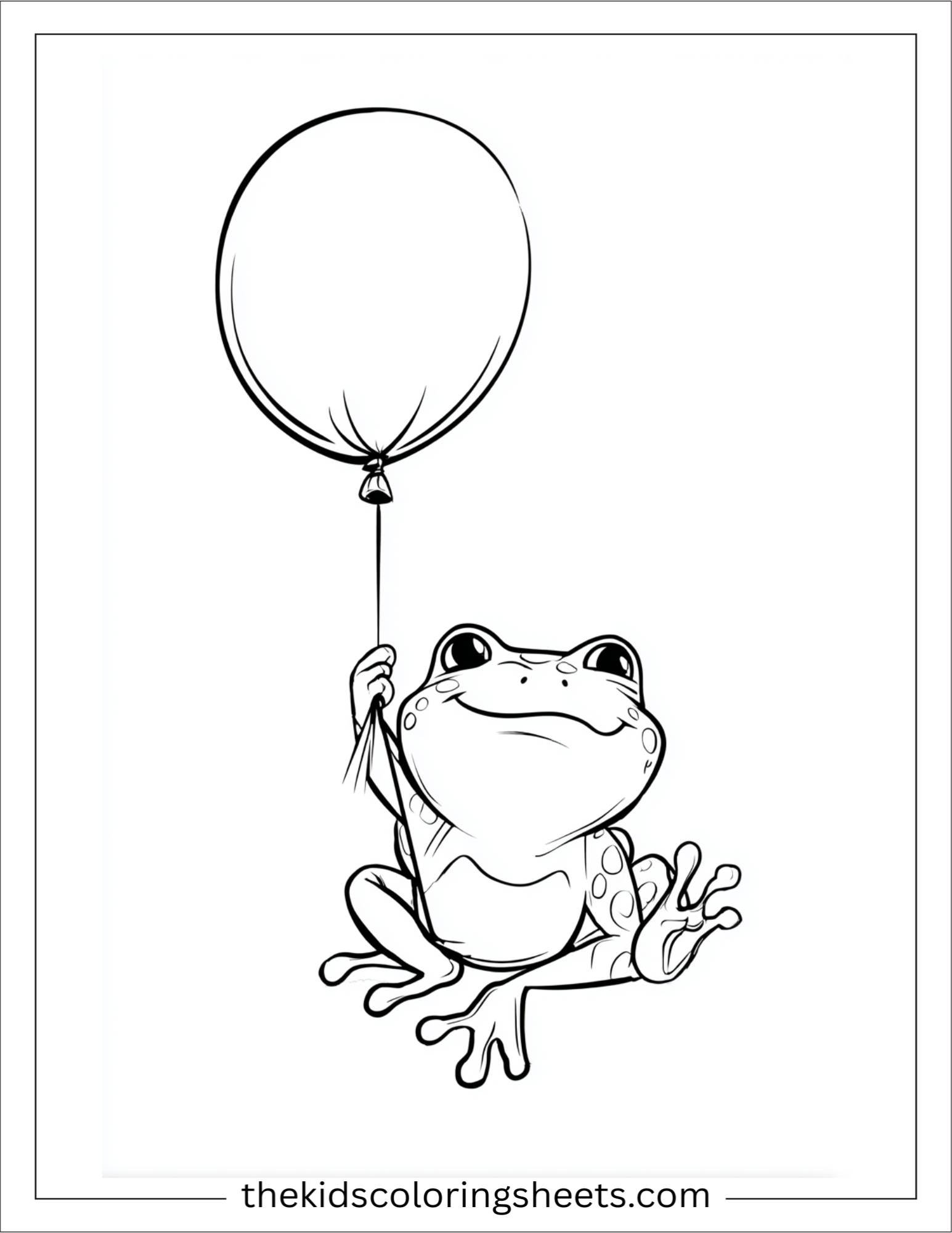Frog flying with balloon