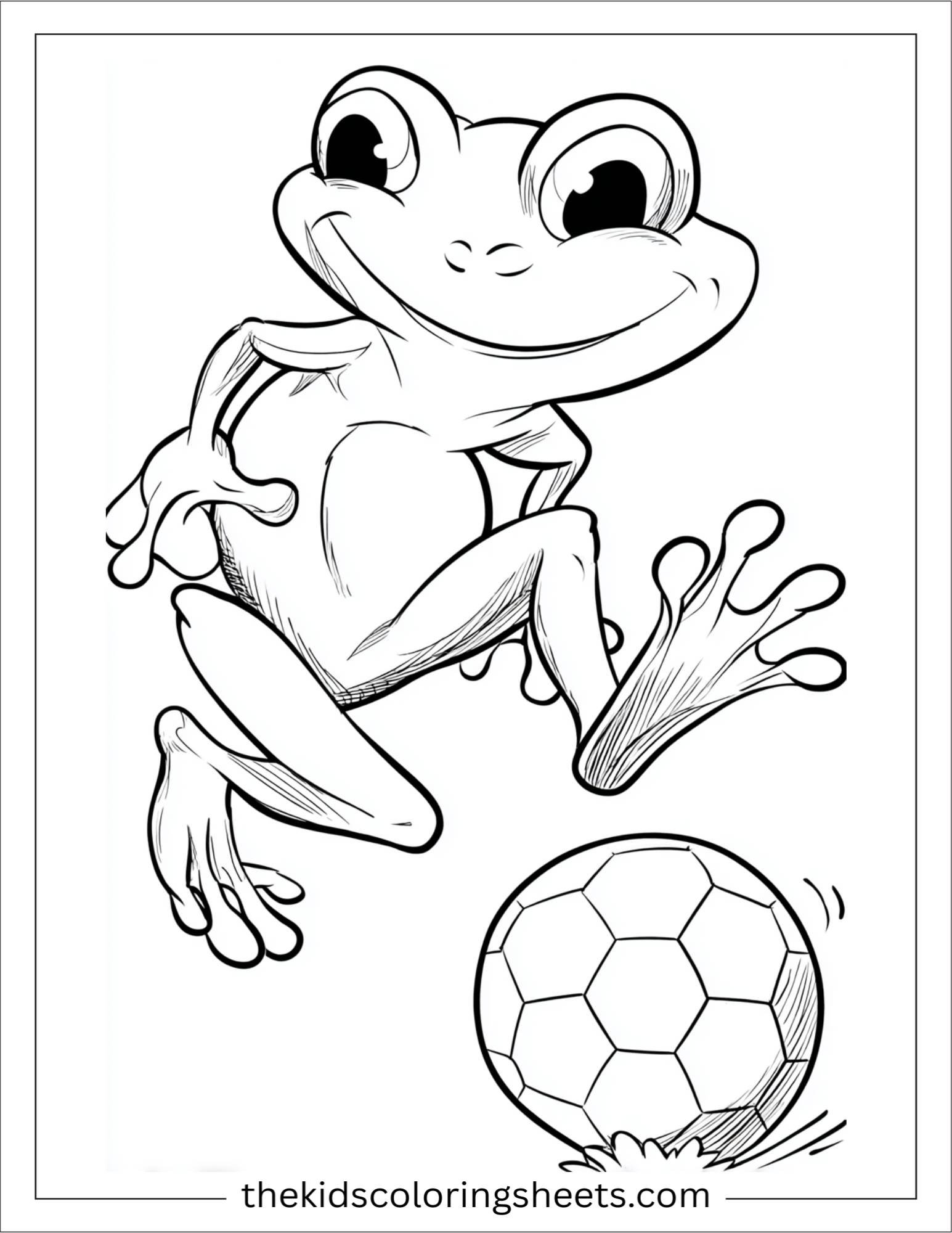 Frog playing soccer