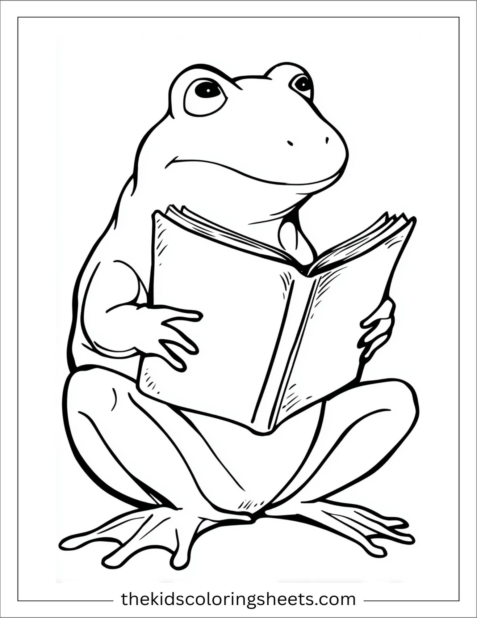 Frog reading a book
