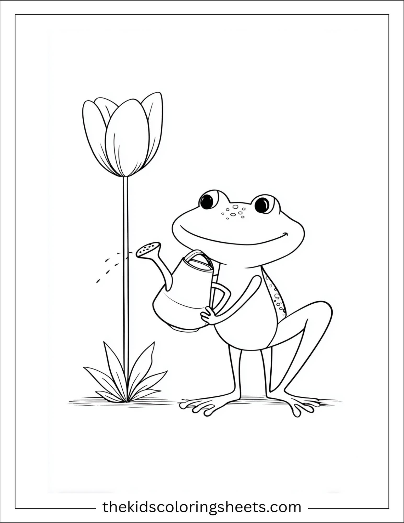 Frog watering plants