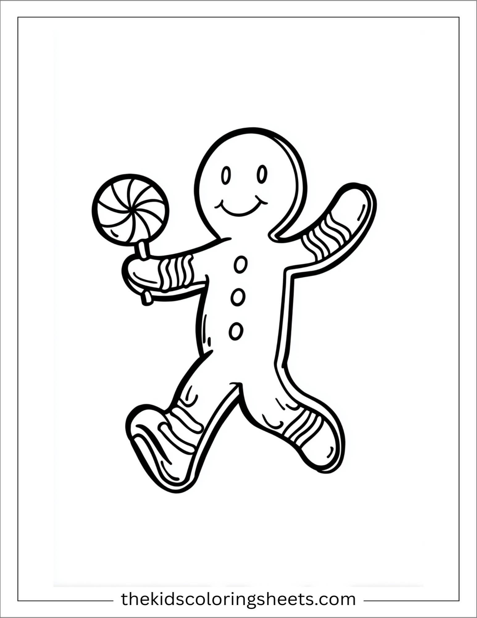 Gingerbread Man dancing with peppermint