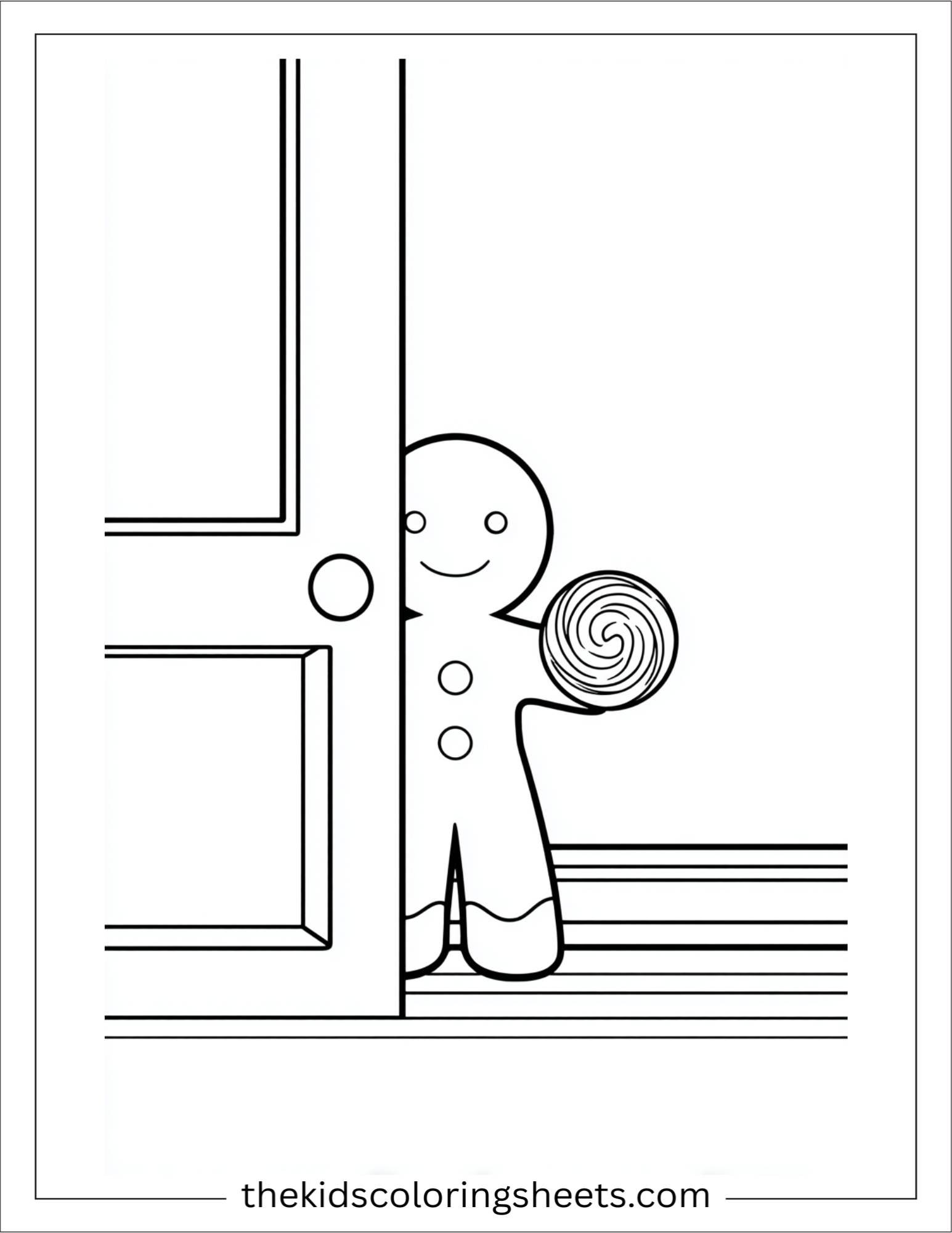 Gingerbread Man hiding behind gumdrop