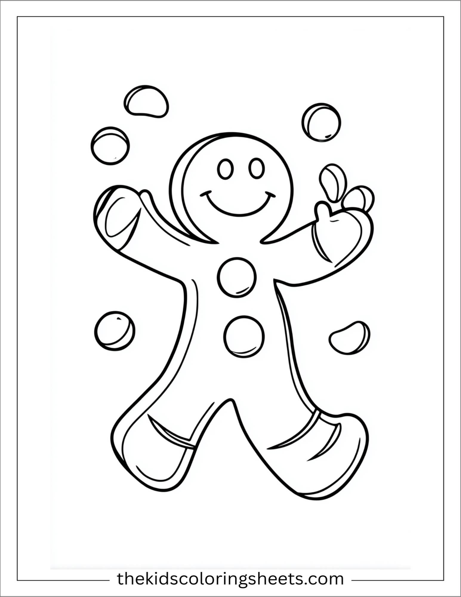 Gingerbread Man playing with jellybeans