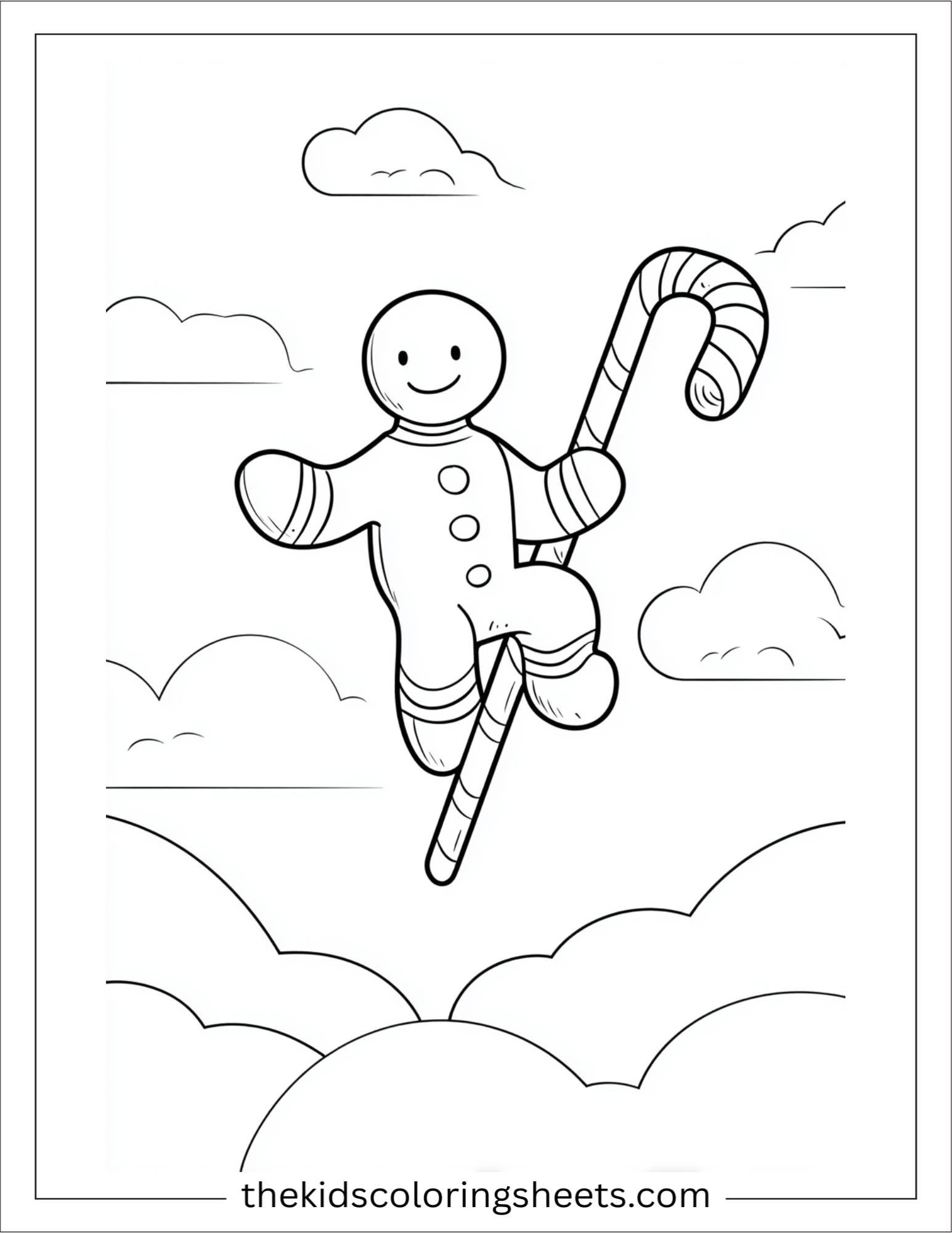 Gingerbread Man riding candy cane