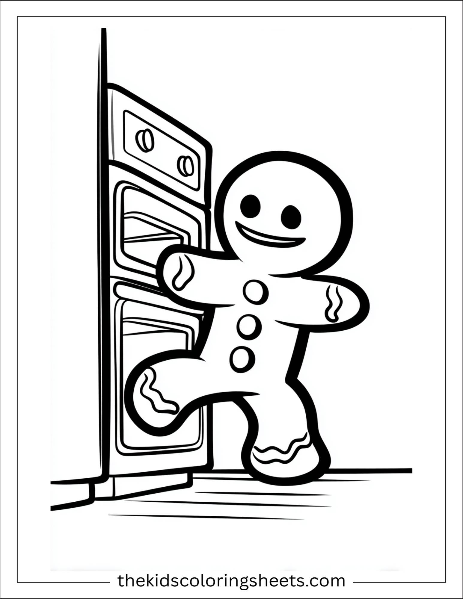 Gingerbread Man sneaking past oven