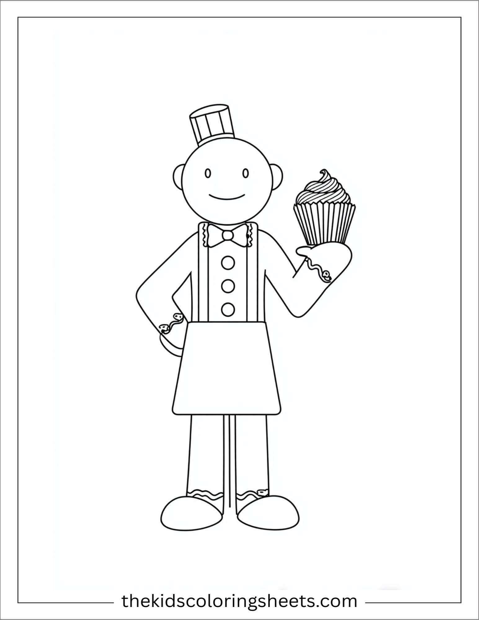 Gingerbread Man standing with cupcake