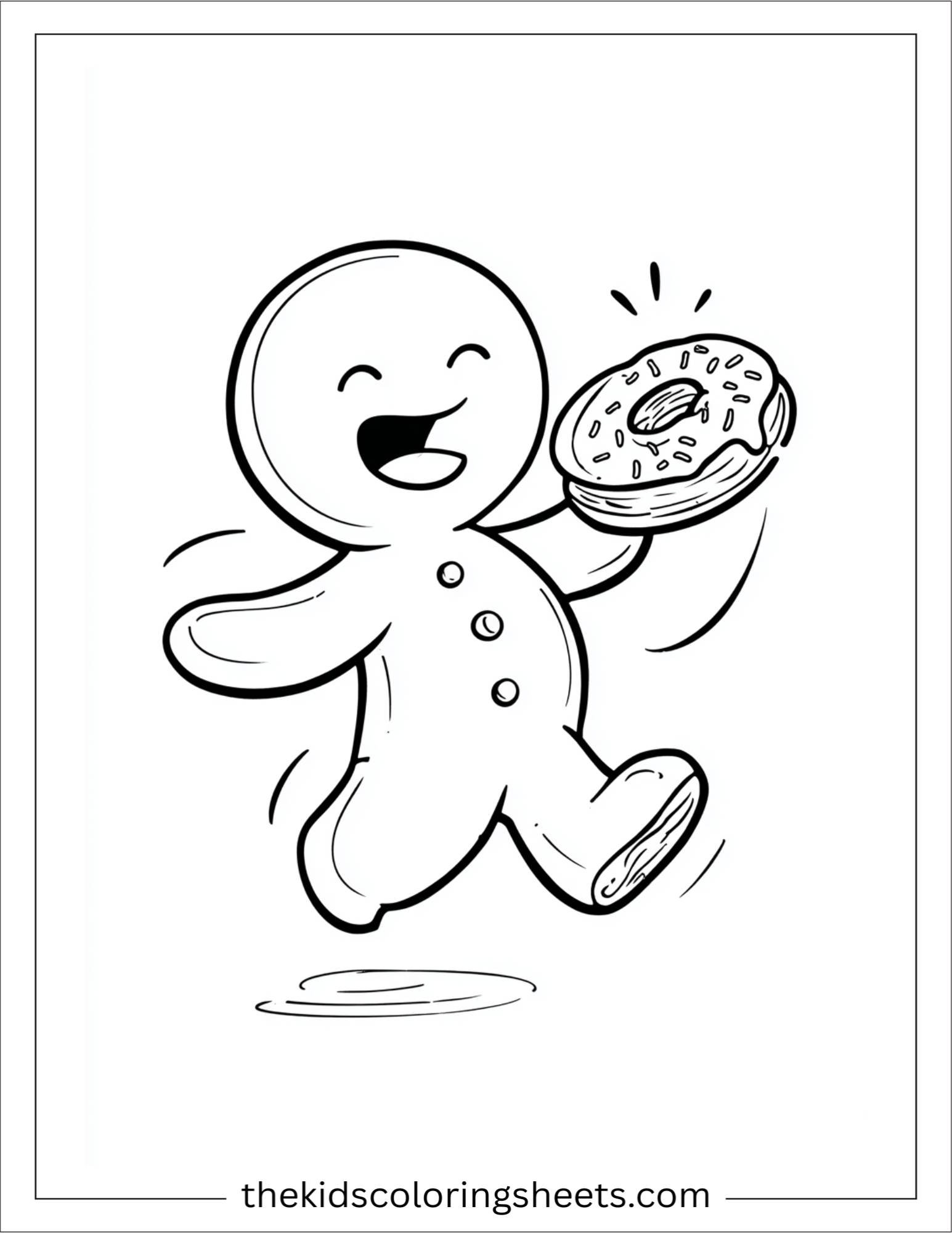 Gingerbread Man tickling donut